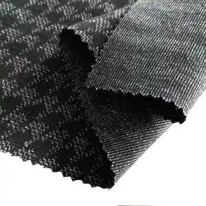 Tecido jacquard de malha comprida de alta qualidade com fio preto tingido TR poliéster rayon viscose spandex