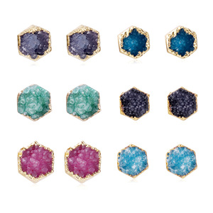 Boucles <span class=keywords><strong>d</strong></span>'oreilles arc-en-ciel naturelles Druzy géode Agates irrégulières puces perles boucles <span class=keywords><strong>d</strong></span>'oreilles femmes Agates pierre boucles <span class=keywords><strong>d</strong></span>'oreilles bijoux Dropshipping - Product Image 2