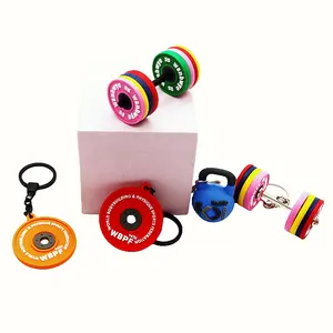 Wsnbwye gift Anime llavero Sublimation fan DIY metal gold rubber coated weight plates exercise Dumbbell piece key chain