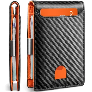 Slim Leder-Geldscheinclip Herren Brieftasche RFID-Blocking Frontfach doppelfaltung Kreditkartenhalter