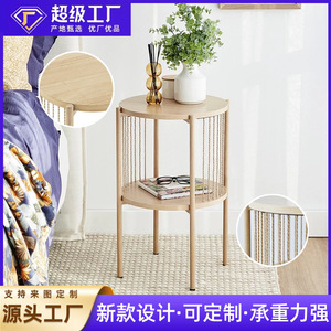 Custom-made <b>round</b> wooden coffee <b>table</b> for living room, perfect for small apartments; creative sofa <b>side</b> <b>table</b> set. - Product Image 5