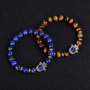 Bestone élastique <span class=keywords><strong>amitié</strong></span> bracelet meilleur naturel <span class=keywords><strong>Lapis</strong></span> <span class=keywords><strong>Lazuli</strong></span> oeil <span class=keywords><strong>de</strong></span> tigre breloque <span class=keywords><strong>pierre</strong></span> précieuse perle pour les occasions d'anniversaire - Product Image 4
