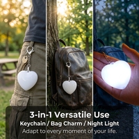 Porte-clés LED rond à forte luminosité, rechargeable par USB, avec capteur tactile, mini lampe à arrêt automatique, pendentif breloque, cadeau pour femmes et filles