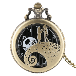 <span class=keywords><strong>Montre</strong></span> de poche en bronze vintage Mouvement à quartz pour hommes Boîtier en acier inoxydable The Nightmare Christmas Inspired Birthday Gifts - Product Image 1