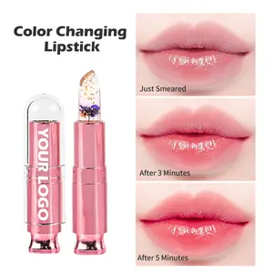 Lip Gloss Label Pribadi dengan Bunga Di Dalam Sihir Hidup Anda Kristal Lipstik Kelopak Mawar Lip Gloss Logo Kustom