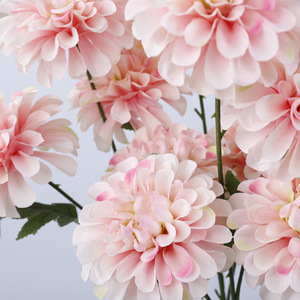 Artificial Dahlia <b>Flowers</b> Plastic <b>Silk</b> Scented 3 Heads Home Decor Wedding Arrangements - Product Image 2