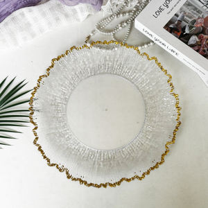 <span class=keywords><strong>Assiettes</strong></span> de Présentation Économiques en PS, 33 cm, pour Mariage, Fêtes, Style Vintage, Or, avec Plateau, Bordures Noires, Argentées, Dorées, Transparentes en Acrylique et Plastique - Product Image 1