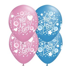 Décoration de fête de naissance, ballon en latex imprimé personnalisé de 12 pouces, ballon à hélium, c'est une fille, c'est un garçon - Product Image 3