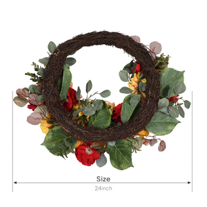 Couronne de fleurs suspendue pour la décoration de porte d'automne, classique et personnalisable, très populaire - Product Image 2