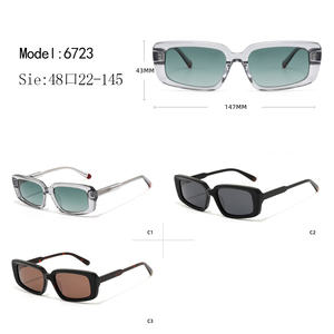 Gafas de sol rectangulares modernas con montura completa, montura transparente sólida, lentes verdes, protección anti-UV, unisex, para adultos - Product Image 3