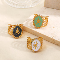 Cincin Enamel Gaya Retro Eropa dan Amerika, Cincin Hip Hop Personal, Cincin Oval Terbuka Trendi untuk Wanita