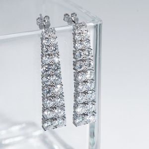 Pendientes de Plata de Ley 925 con Diamantes de Imitación de 14 Quilates, Certificado GRA, Venta al por Mayor, Envío Directo - Product Image 1