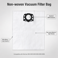 Sacs à poussière haute efficacité pour aspirateurs secs et humides non tissés WD4 WD5 WD6 MV4 MV5 – Kit de filtres de remplacement