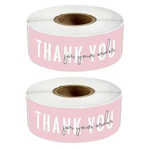 Autocollants de remerciement roses à marque privée, lot de 2 rouleaux, 240 autocollants, pour l'e-commerce, les petites entreprises, l'emballage de cadeaux, vente en gros - Product Image 2