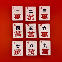 Set Ubin Mahjong Akrilik Amerika dengan Bagian Belakang Merah Transparan, Ubin Mahjong Premium Tahan Lama untuk Permainan Meja Keluarga