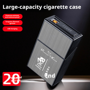 Étui à cigarettes en métal de luxe avec briquet USB intégré, design original, boîte en étain étanche, logo <span class=keywords><strong>personnalisable</strong></span>, vente en gros - Product Image 4