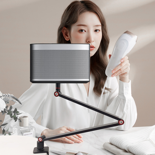 Portable Aluminum Projector Mount, 1.5kg Capacity Mini Projector Stand for Desk, 360 Rotation C-Clamp Holder for Travel