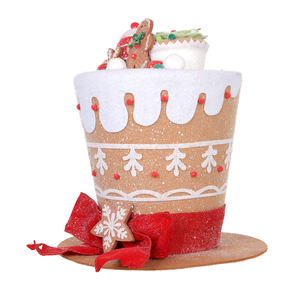 Nuovissimo Prodotto: Decorazione Natalizia di Lusso per Albero, Cappello di Pan di Zenzero con Glitter - Product Image 2