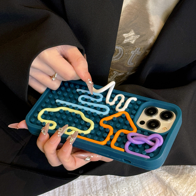 Funny Stuff DIY Brain Training Gaming Style Shockproof Phone Case for 12-16 Pro Max Soft Silicone Stress Relief Cover