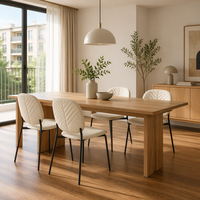 Chaise d'appoint de cuisine avec dossier matelassé et siège rembourré, pieds noirs, blanc crème, chaise de salle à manger moderne pour la maison