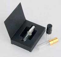 Grosir mewah botol parfum kaca semprot bening Mini, botol parfum kaca dengan kotak 2ml 3ml 5ml 10ml