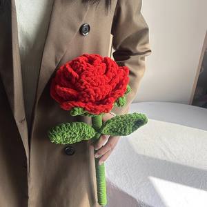 Grande fleur éternelle en tricot à la main, <span class=keywords><strong>tournesol</strong></span>, rose, tissage en pan, cadeau de remise de diplôme pour étudiants et adultes - Product Image 2