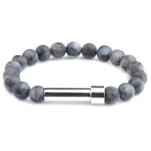 Nouveau bracelet porte-bonheur en pierre naturelle Œil de tigre Lapis-lazuli Acier inoxydable Tube rond Bouton réglable Bracelet, peut contenir des notes de vœux - Product Image 5