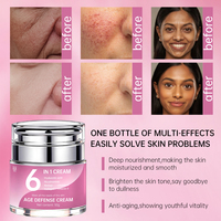 Crème Visage Anti-Âge 6 en 1 Éclaircissante Taches Brunes Hydratation Intense Vitamine C Niacinamide Vitamine E Blanchissante Acide Hyaluronique 50g