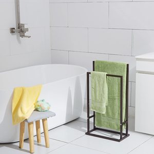 Rangement de salle de bain Buanderie Porte-serviettes sur pied Porte-serviettes en métal à 2 niveaux Porte-serviettes en métal - Product Image 6