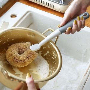 Cepillos de baño de plástico antiadherentes de mango largo, cepillo de cocina de descontaminación doméstica para sartén de aceite, limpieza de ollas, depuradores antiadherentes - Product Image 2