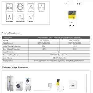 Protector de sobretensión de 20 amperios y 120V con enchufe estadounidense, interruptor automático de voltaje y protección para electrodomésticos. - Product Image 2