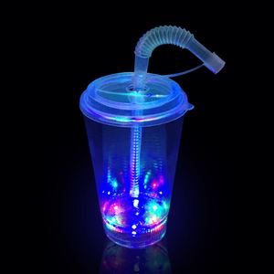Vaso portátil de plástico PS lechoso reutilizable de 12 oz con luz LED impresa personalizada OEM y tapa con pajita para fiestas temáticas y festivales - Product Image 4