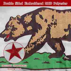 Bandera de <span class=keywords><strong>California</strong></span> Republica, 210D Nylon Impermeable, 3x5 Pies, Bordado Resistente de Oso y Estrella, 4 Hileras de Costuras, Extremos Reforzados - Product Image 3