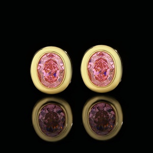 High Quality Eco-friendly Copper Oval Cut 10*12-7*9mm Purple Zircon Gold Plated Bezel Setting Necklace <b>Earrings</b> <b>Set</b> Jewelry <b>Set</b> - Product Image 5