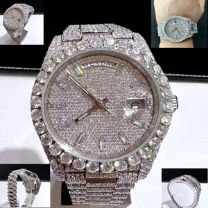 Luxury Men's Full Iced Automatic Mechanical <b>Watch</b> <b>Case</b> Glass Moissanite Stainless Steel Band 10 Bar Water Resistant Bracelet - Product Image 1