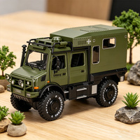 Véhicule tout-terrain électrique 1/32 en gros, camion-camping-car Unimog 4x4, modèle de voiture en alliage, jouets son et lumière, cadeau pour enfants
