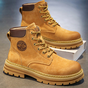 New men's summer British retro genuine leather mid-calf leather <b>boots</b>, sporty short <b>boots</b>, high-calf work chukka <b>boots</b> - Product Image 3