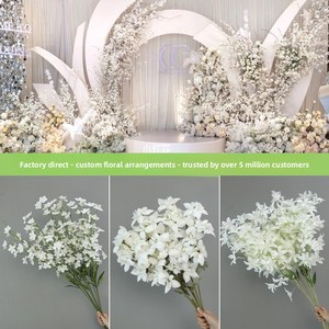 Fleurs d'hortensia artificielles blanches floquées - Décoration pour mariages et photographie en extérieur, arrangements floraux en soie et accents paysagers - Product Image 4