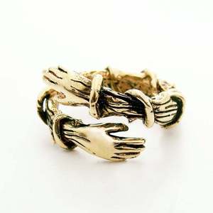 Love Hands <span class=keywords><strong>Hug</strong></span> Ring coppie anello semplici uomini e donne abbracciano l'anello aperto - Product Image 1