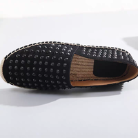 Chaussures espadrilles plates sportives pour hommes bout en acier daim noir clouté bouton fermeture corde de chanvre semelle intermédiaire semelle extérieure en caoutchouc tendance de la mode
