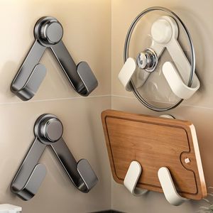 Soporte de pared multifuncional de acero al carbono engrosado para tapas de ollas y tablas de cortar, con pinzas de distancia ajustable, práctico utensilio de almacenamiento - Product Image 1