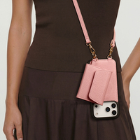 Étui de téléphone magnétique en cuir véritable de style luxueux certifié LWG/BSCI avec bandoulière réglable en gros
