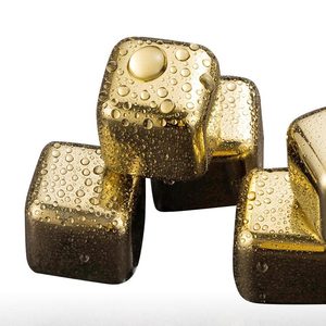 Cubo de hielo de acero inoxidable, Color dorado, rocas de piedra para enfriar Whisky/vino/<span class=keywords><strong>Gin</strong></span>/bebidas tónicas, 304 - Product Image 2