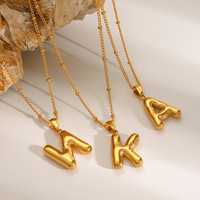 Collares con Colgante de Letras del Alfabeto de Acero Inoxidable Chapado en Oro de 18K, Resistentes al Agua, Clásicos, con Cadena de Eslabones Personalizada con Nombre, Regalo