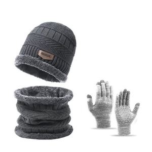 I-0606 Factory Men's Windproof <b>Hat</b> Outdoor Winter <b>Scarf</b> <b>Gloves</b> Collar Warm Knitted 3pcs-<b>set</b> <b>Hat</b> <b>Set</b> - Product Image 4