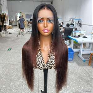 Peluca Larga Lisa <span class=keywords><strong>Castaño</strong></span> Marrón para Corte en Capas, Encaje HD sin Pegamento, 100% Cabello Humano Virgen, Lista para Usar - Product Image 1