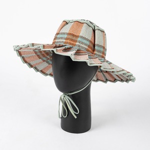 LS098 mùa hè mới thời trang kẻ sọc có thể gập lại gấp mũ rộng vành ngoài trời Mặt trời bằng chứng <span class=keywords><strong>hat</strong></span> bãi biển mũ rơm - Product Image 4