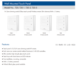 SKYDANCE T20- 1 zona 1 zona a batteria a parete interruttore Touch pannello dimmer per Controller LED - Product Image 4