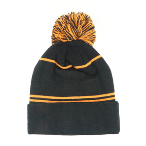 Thấp moq tùy chỉnh dệt kim dày bóng đá người hâm mộ bóng đá Beanies Bobble hat với logo Mũ mùa đông - Product Image 2