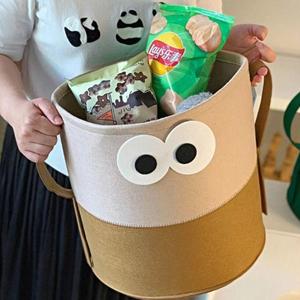 Cute Felt Laundry <b>Basket</b> Big Eyes Cartoon Storage Bin Kawaii Clothes Hamper <b>Foldable</b> Toy Organizer <b>Basket</b> for Kids Room - Product Image 5